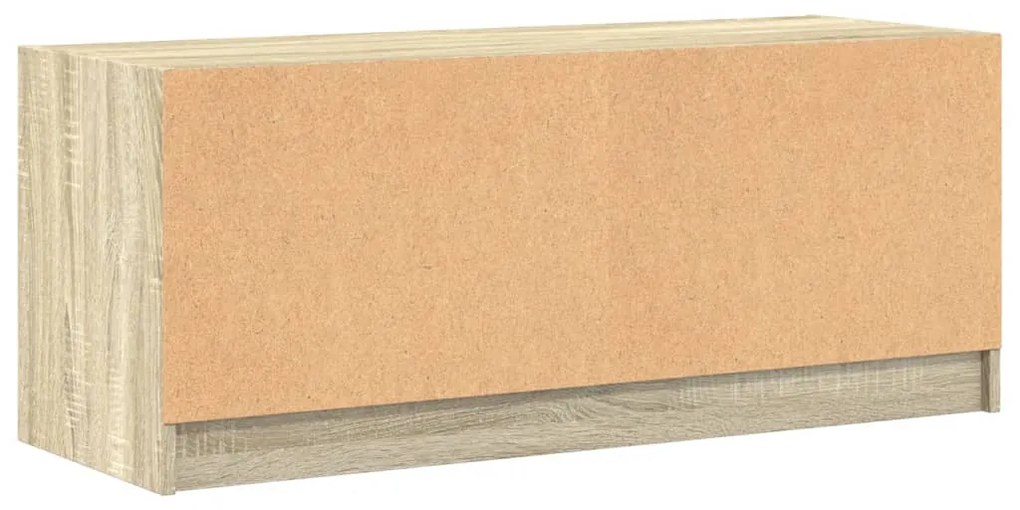 Móvel de TV c/ portas de vidro 102x37x42 cm carvalho sonoma