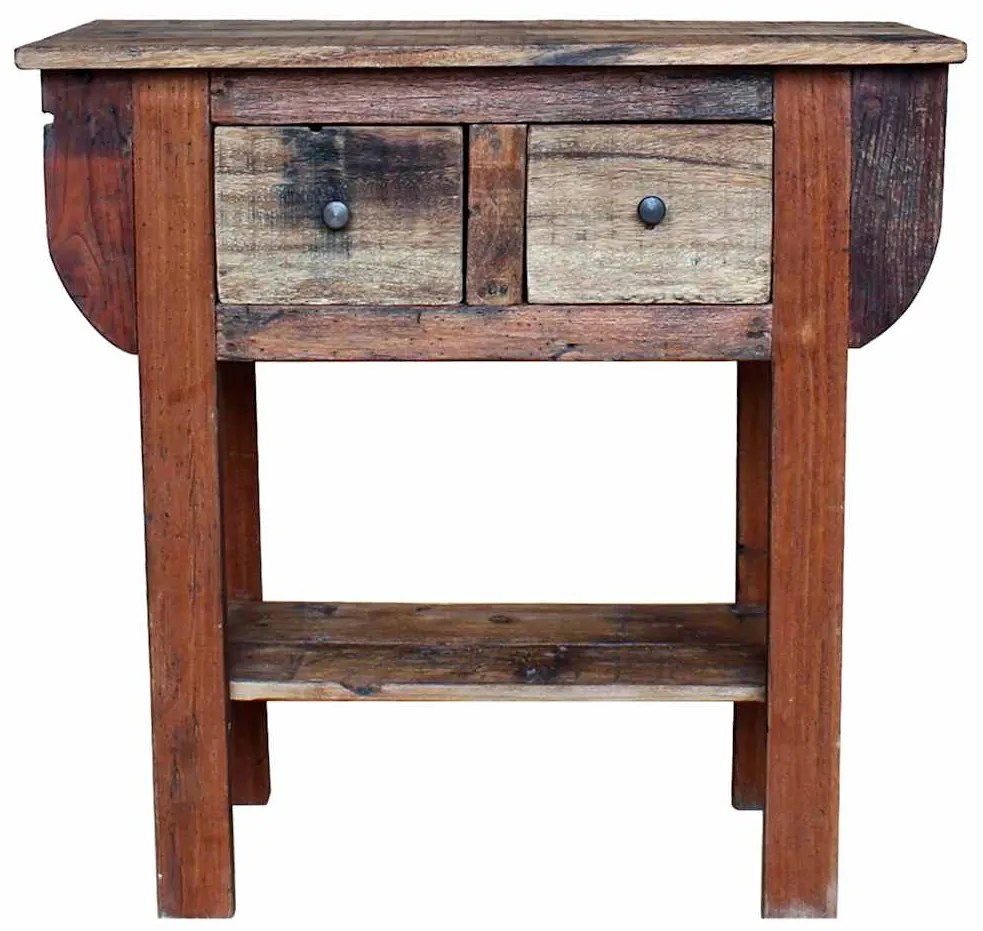 Mesa consola 80x35x80 cm mistura de madeiras recicladas