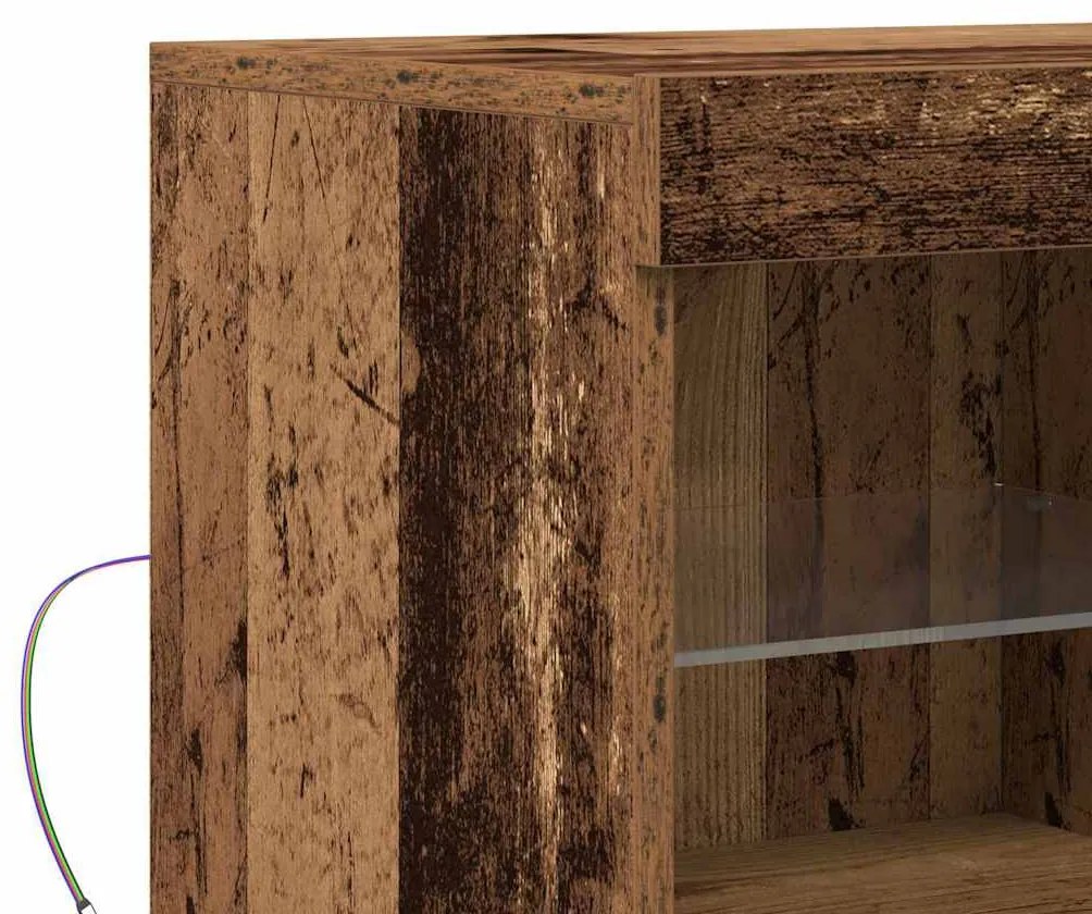 Aparador com Luzes LED Madeira Velha 81x37x67 cm