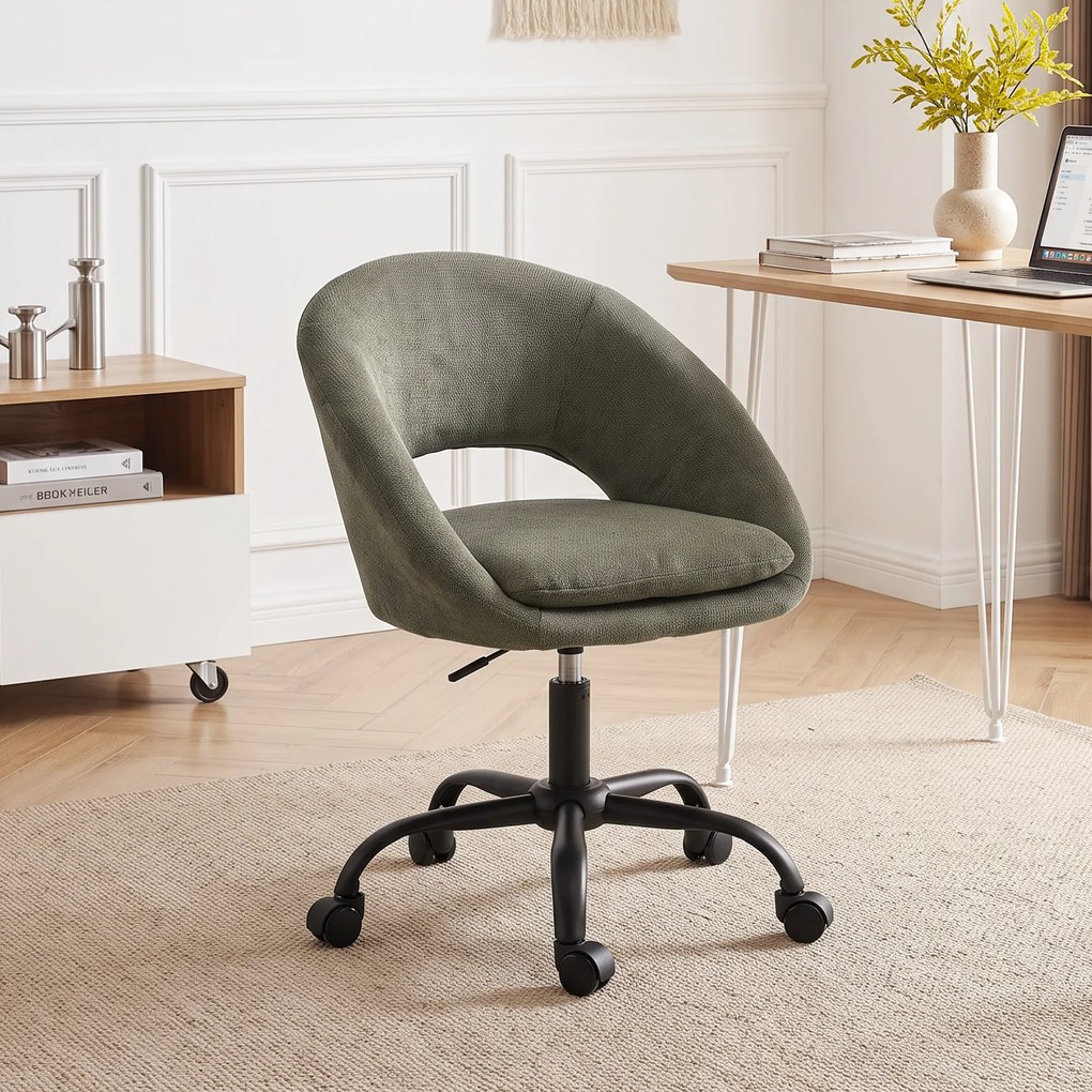 Cadeira de Secretária Ergonómica, 60 x 59 x 89 cm, Altura Regulável, Verde-Escuro