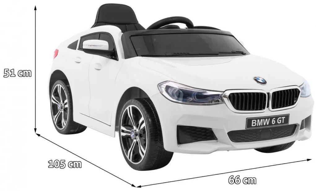 Carro elétrico para Crianças 12V BMW 6 GT Rodas de EVA, Assento de couro Branco