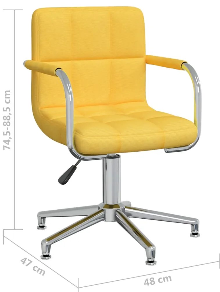 Cadeira de escritório giratória tecido amarelo mostarda