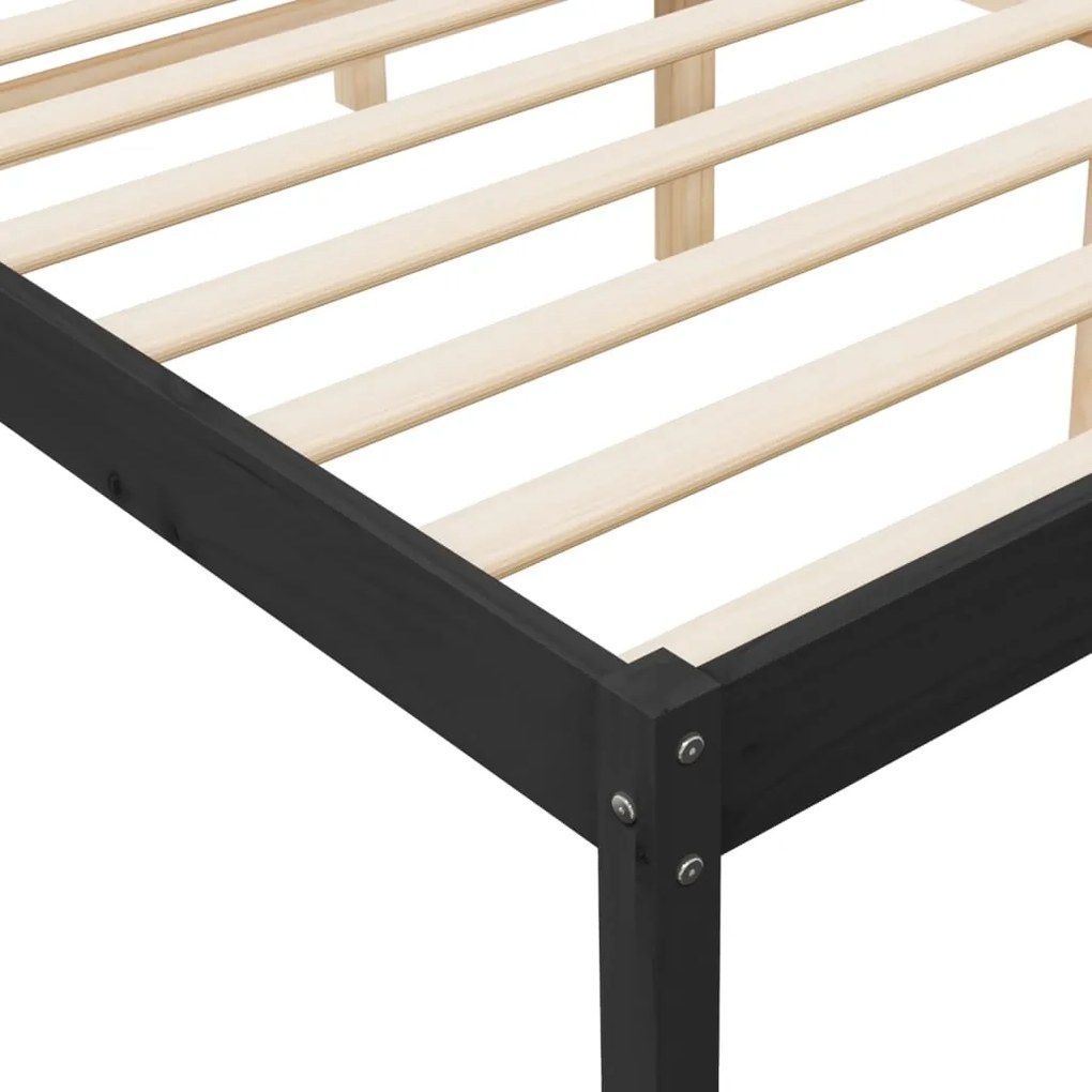 Cama para idosos king size 150x200 cm pinho maciço preto