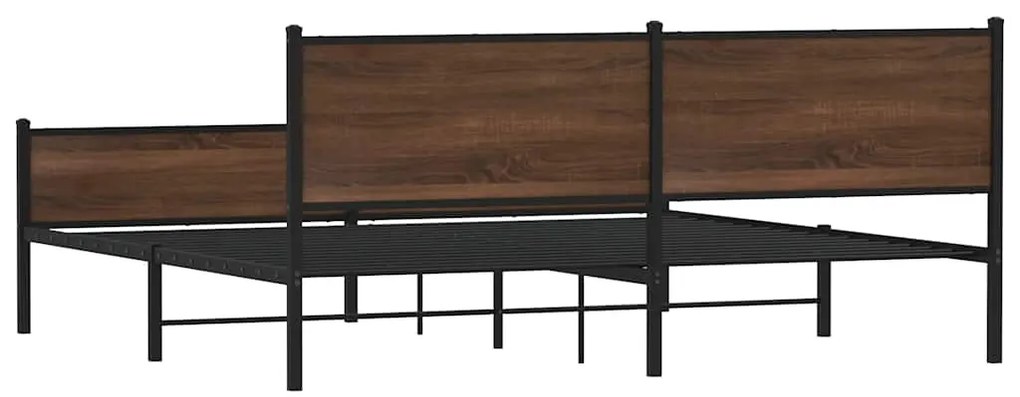 Estrutura cama sem colchão 200x200cm metal carvalho castanho
