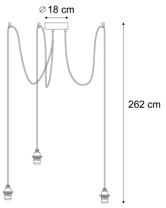 Candeeiro suspenso exterior preto 3 luzes IP44 - Cava
