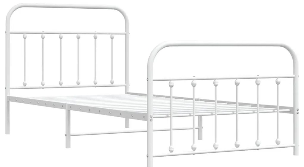 Estrutura de cama com cabeceira e pés 100x200 cm metal branco