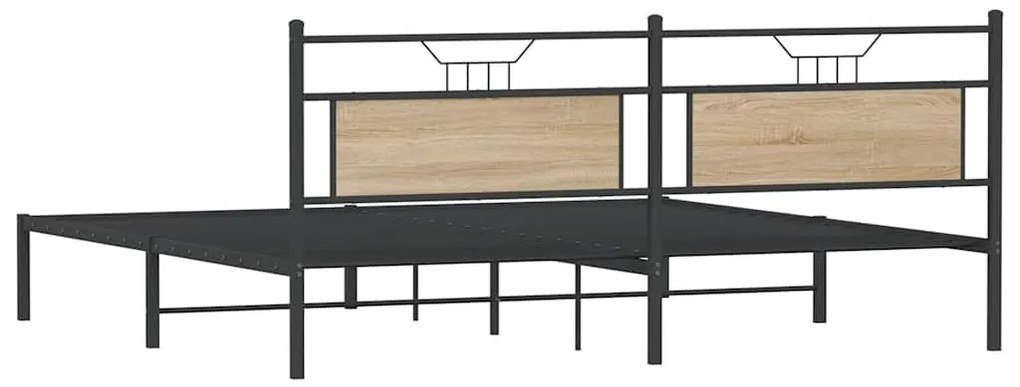 Estrutura de cama sem colchão 200x200 cm carvalho sonoma