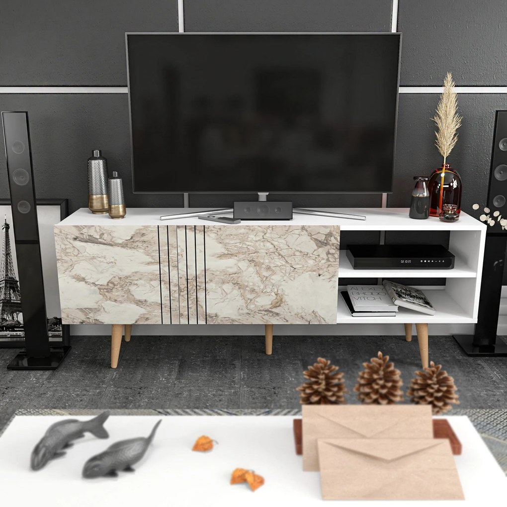 Móvel TV Ronas – Branco – 160 cm x 35 cm x 38,6 cm