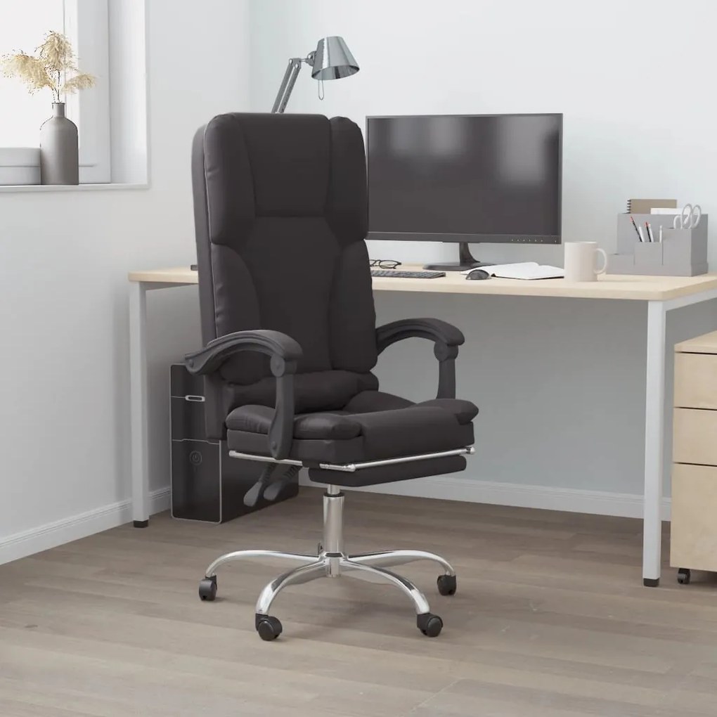 vidaXL Cadeira escritório massagens reclinável couro artificial preto