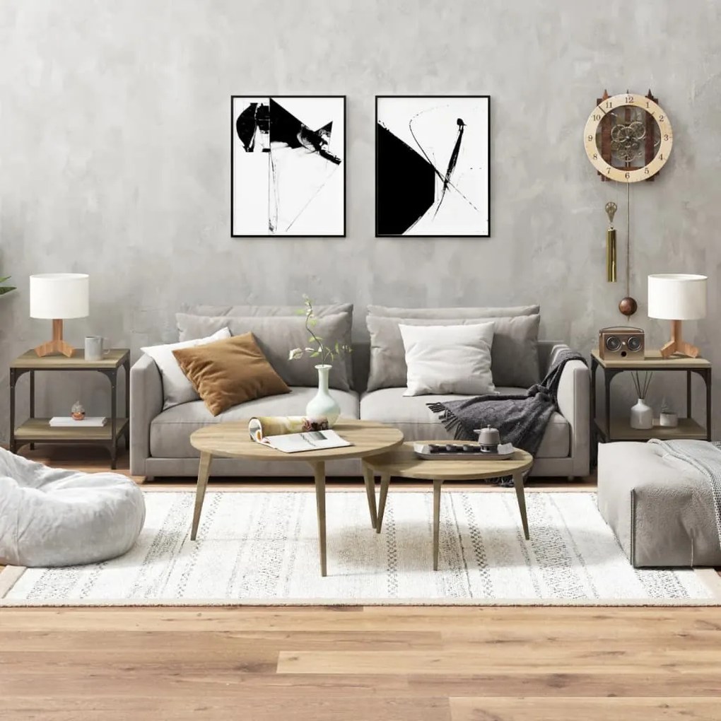 819380 vidaXL Mesas de apoio 2 pcs 40x40x40 cm derivados madeira sonoma