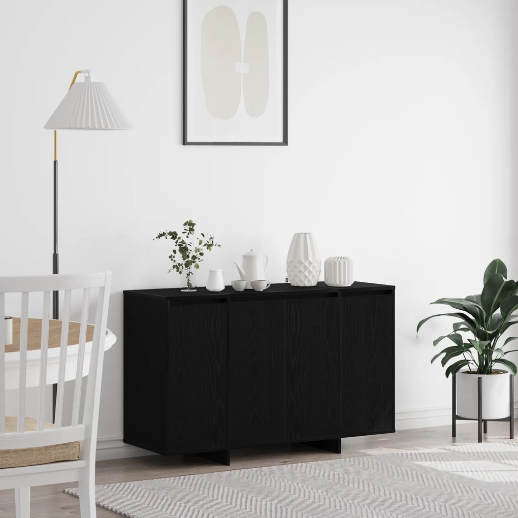 vidaXL Aparador de Carvalho Preto Carvalho preto Madeira 120 x 41 x 75 cm