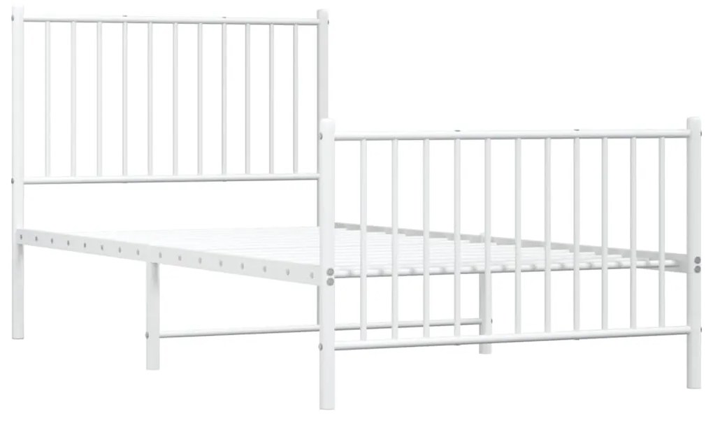 Estrutura de cama com cabeceira e pés 90x190 cm metal branco