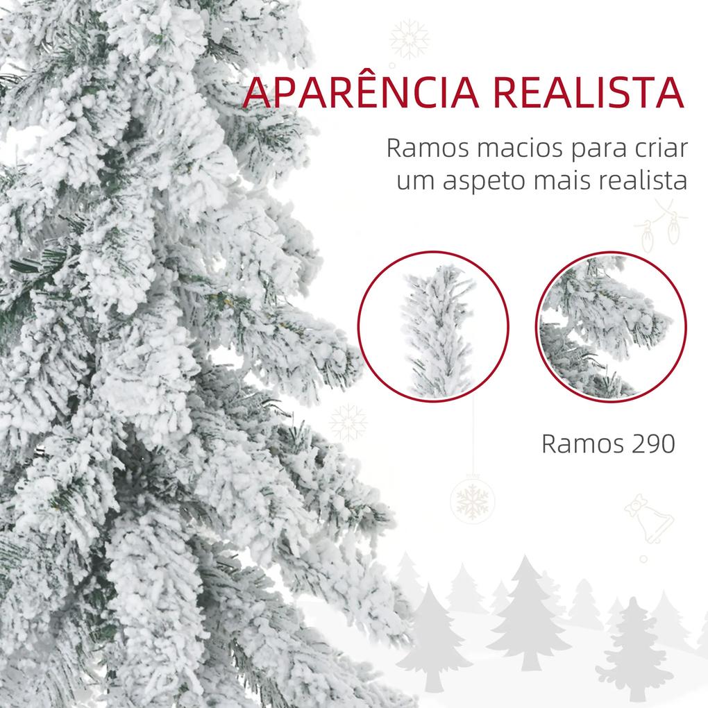 Árvore de Natal Artificial com Aspecto Nevado 290 Ramos e Base de Aço Decoração de Interiores Ø72x180 cm Verde