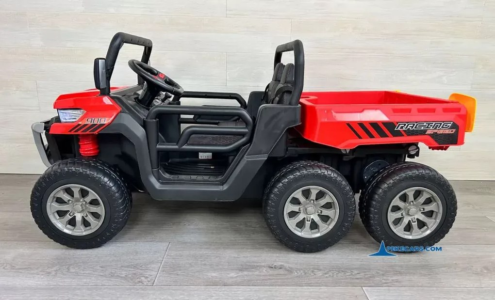Carro elétrico para crianças Todo terreno Pick-up Racing 24V 2.4G, Rodas Borracha, Assento Couro sintético Vermelho