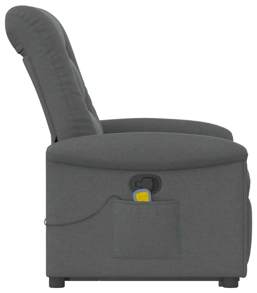 Poltrona elevatória de massagens tecido cinzento-escuro