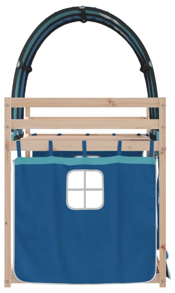 Beliche com cortinas 75x190 cm madeira de pinho maciça azul