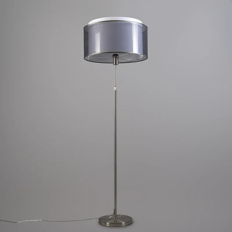 Candeeiro de pé em aço com abajur preto e branco 47 cm ajustável - Parte Design,Moderno