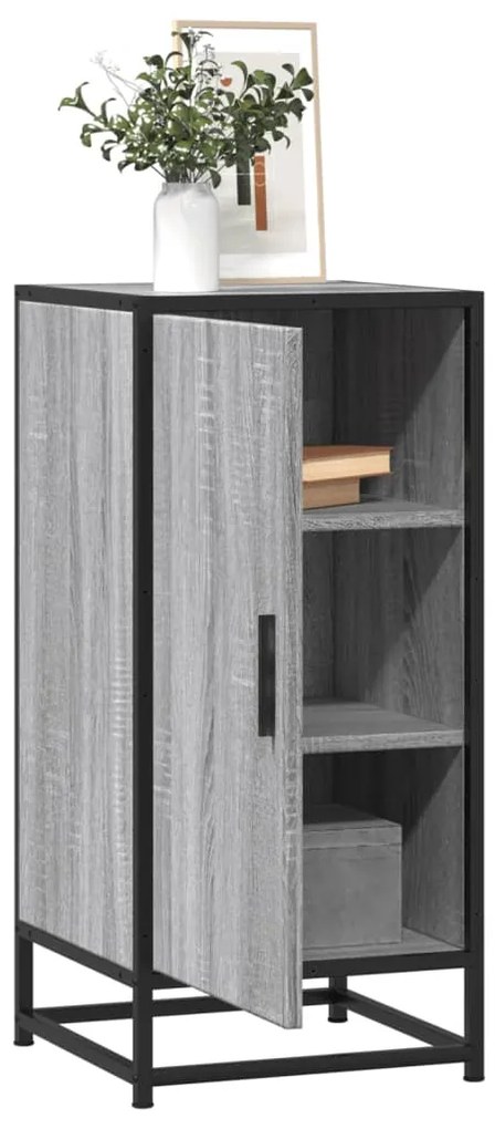 vidaXL Aparador 35,5x35x76 cm deriv. de madeira/metal cinzento sonoma