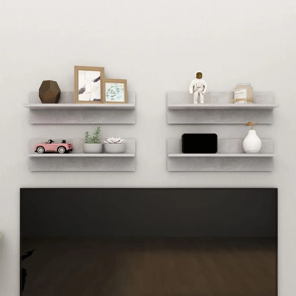 vidaXL Estantes de parede 4 pcs 60x11,5x18 cm contrapl. cinza cimento
