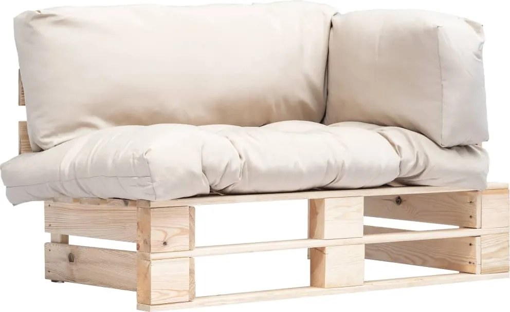 vidaXL Sofá de paletes p/ jardim c/ almofadões cor areia madeira pinho