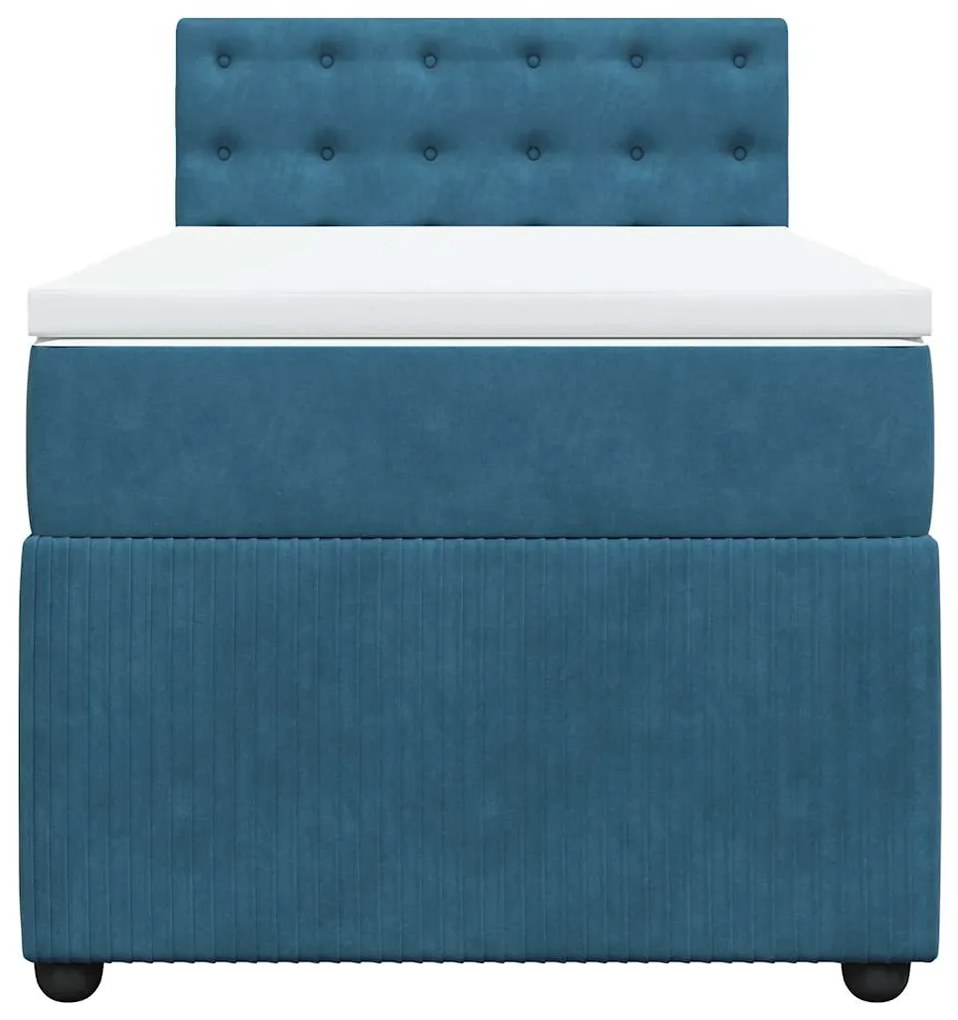 Cama boxspring com colchão 80x200 cm veludo azul