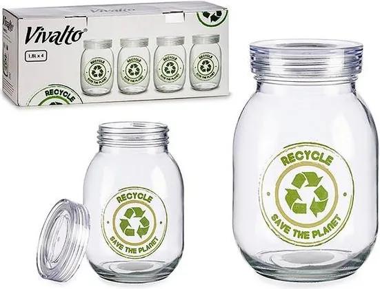 Bote Recycle Transparente Vidro Aço 1800 ml