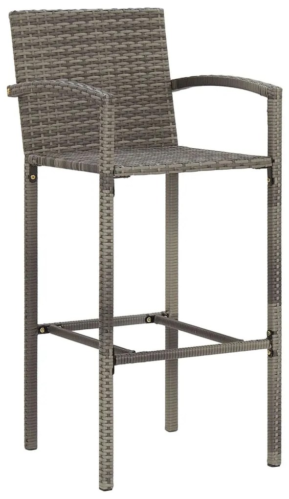 3 pcs conjunto de bar p/ jardim acácia maciça/vime PE cinzento