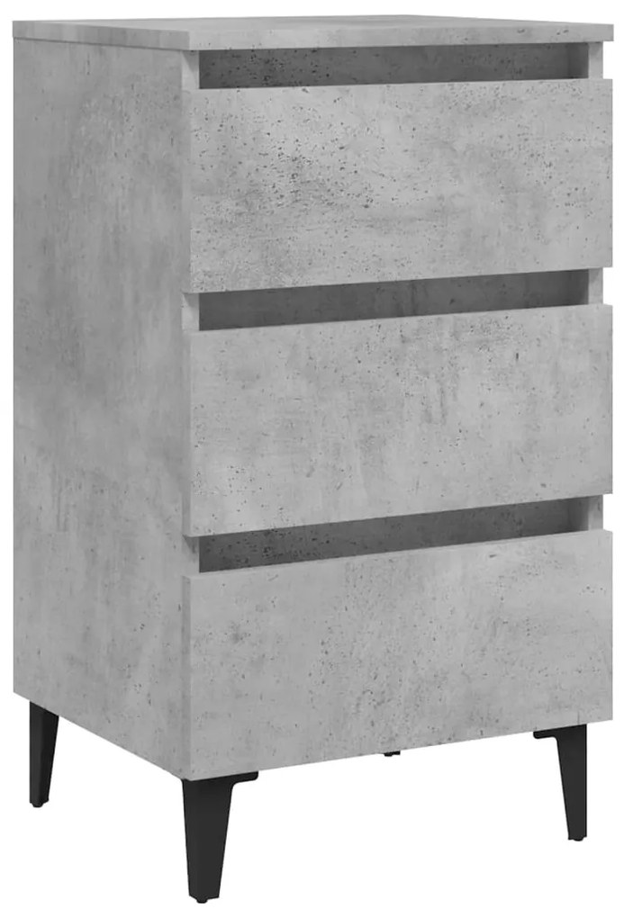 Mesas cabeceira pernas metal 2 pcs 40x35x69 cm cinzento cimento