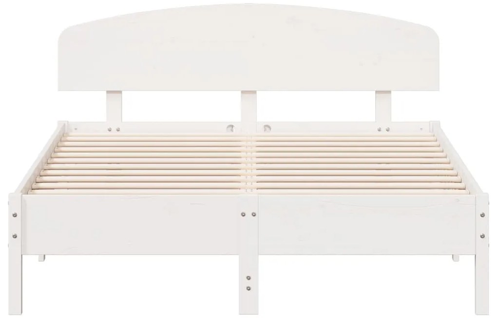 Cama sem colchão 150x200 cm madeira de pinho maciça branco
