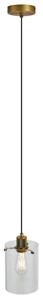 Candeeiro suspenso de design bronze com vidro transparente - Domo