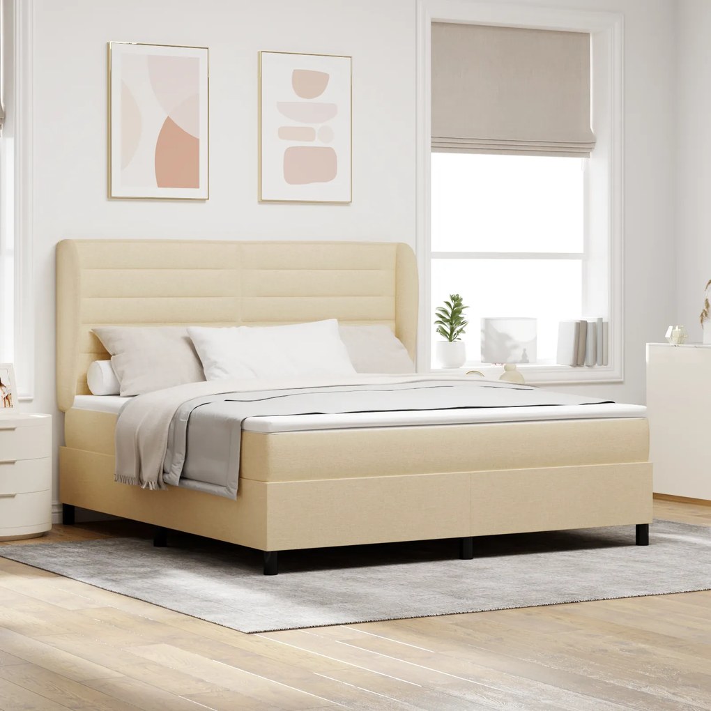Cama Box Spring com Colchão Creme 180x200 cm Tecido