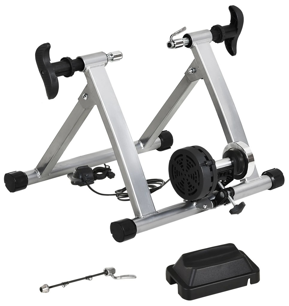 HOMCOM Rolo Bicicleta para treinamento de ciclismo Ajustável Treinador de Ciclismo  Cor Prateada  Estrutura de Aço - 54,5x42,2x39,1 cm