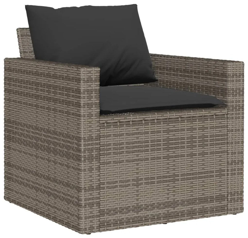 6 pcs conjunto sofás de jardim com almofadões vime cinzento