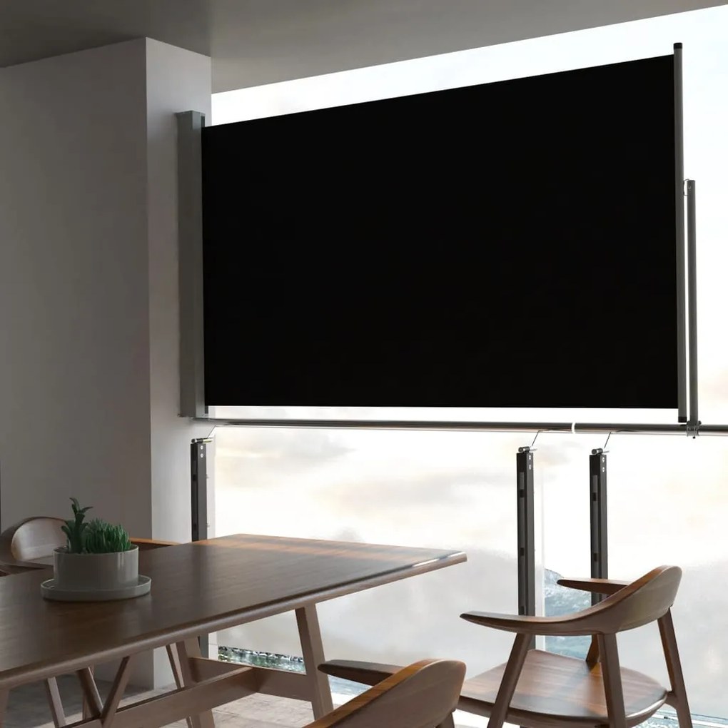 vidaXL Toldo lateral retrátil para pátio 140x300 cm preto
