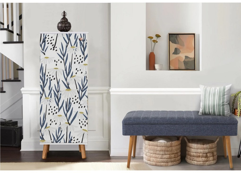 Conjunto de Mobiliário de Entrada Vegas – Branco e Azul Escuro – Sapat
