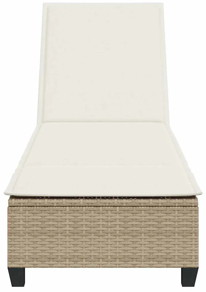 Espreguiçadeira com almofadões 55x200x25,5cm vime PE bege