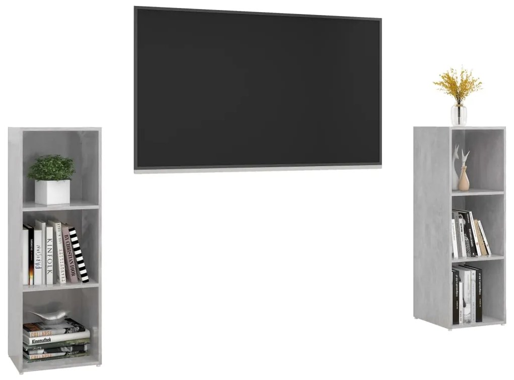 Móveis de TV 2 pcs 107x35x37 cm contraplacado cinzento cimento