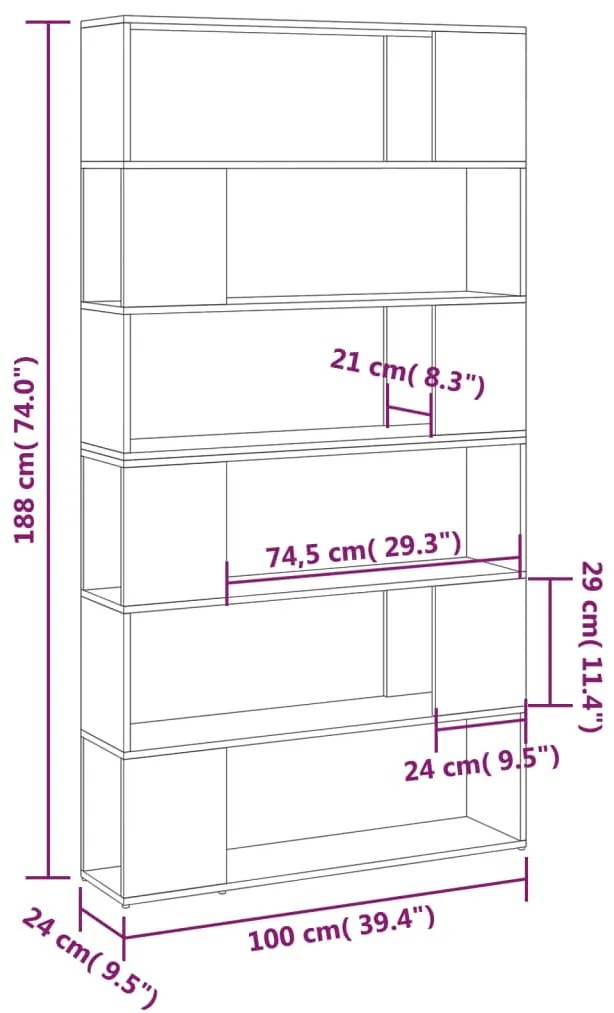 Estante/divisória 100x24x188 cm branco