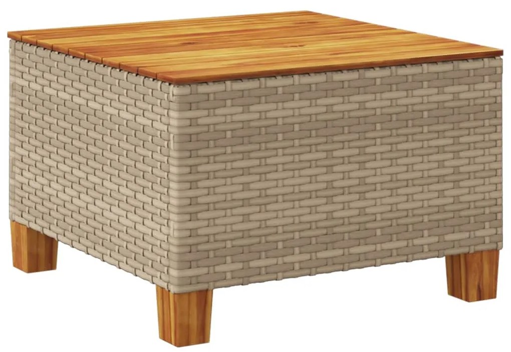 Mesa de jardim 55x55x36 cm vime PE e madeira de acácia bege