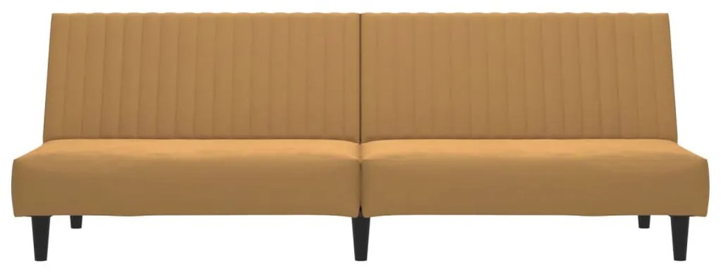 Sofá-cama de 2 lugares veludo castanho