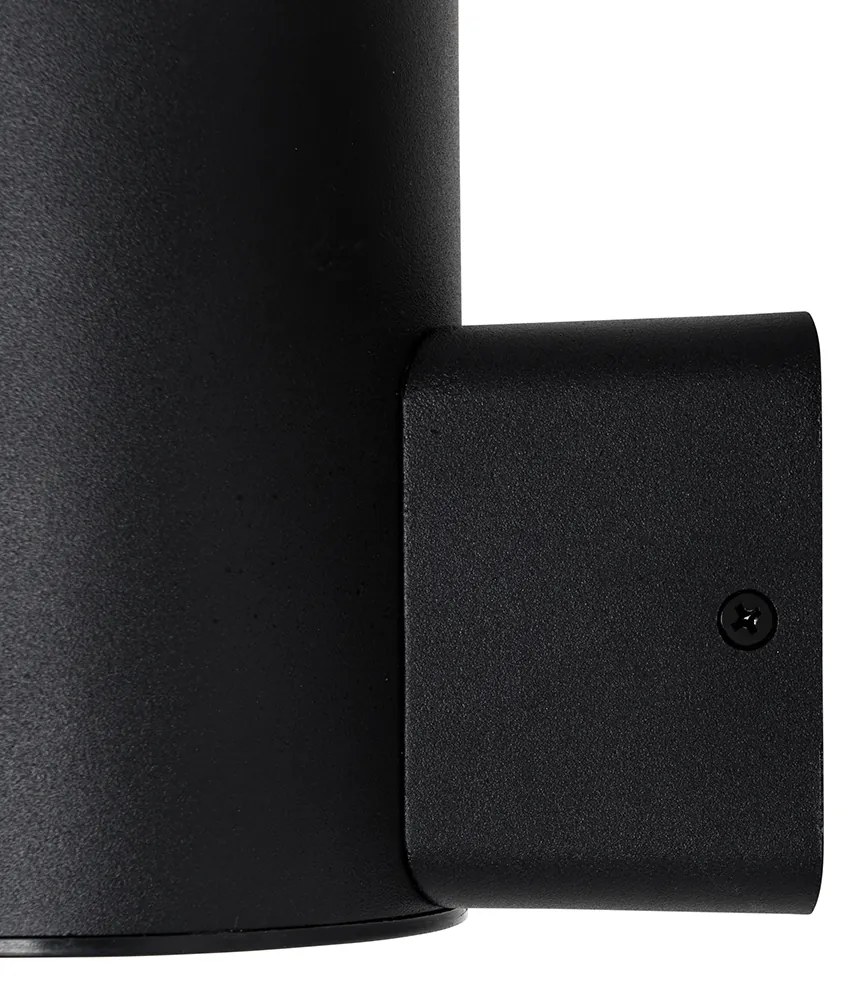 Candeeiro de parede exterior preto com vidro opalino com sensor de movimento - Huma