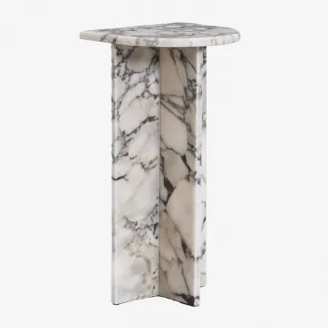 Pack De 2 Mesas De Cabeceira Em Pedra Natural Corwel Mármore Branco Calacatta - Sklum