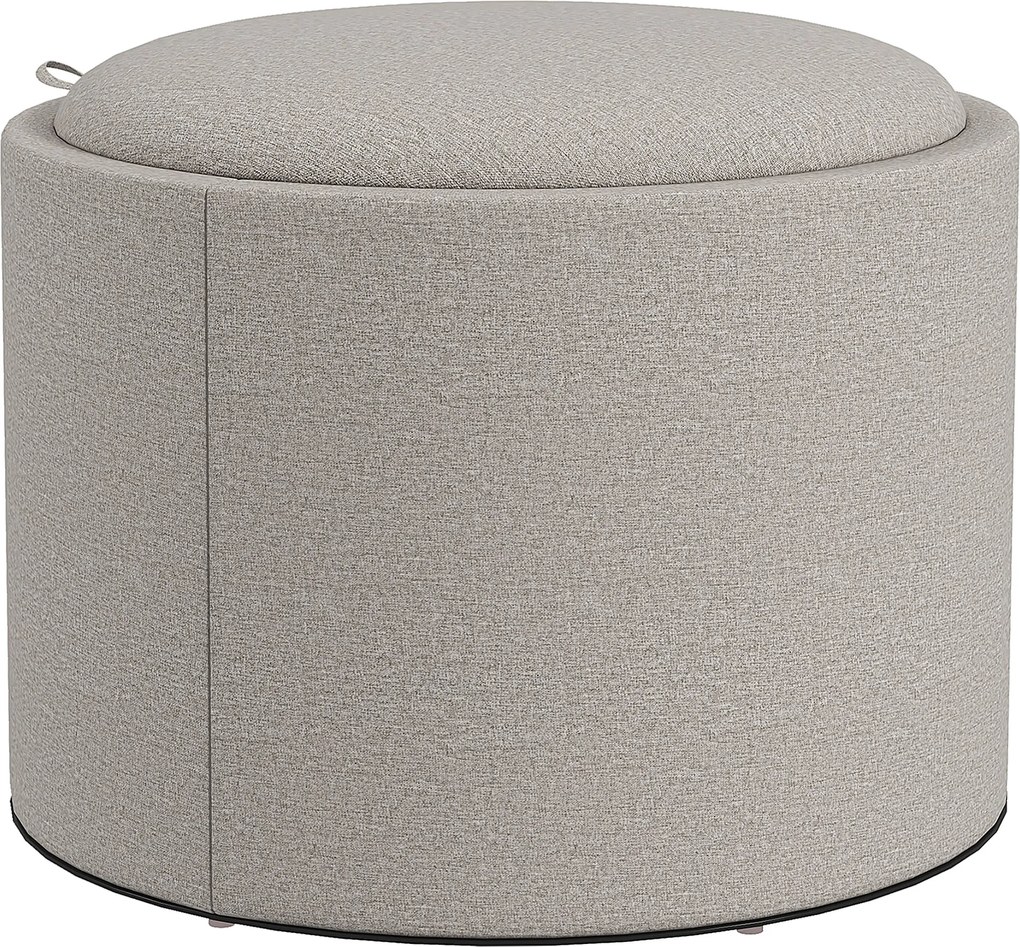 HOMCOM Puff estofado, Leinen, armazenamento escondido, tampa reversível, 56cm x 56 cm x 42 cm, Hellgrau + Natur | Aosom Portugal