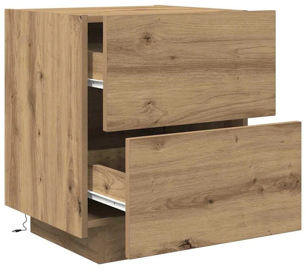 Cristaleira vidaXL com Luzes LED Carvalho Artesanal 45x40x55 cm
