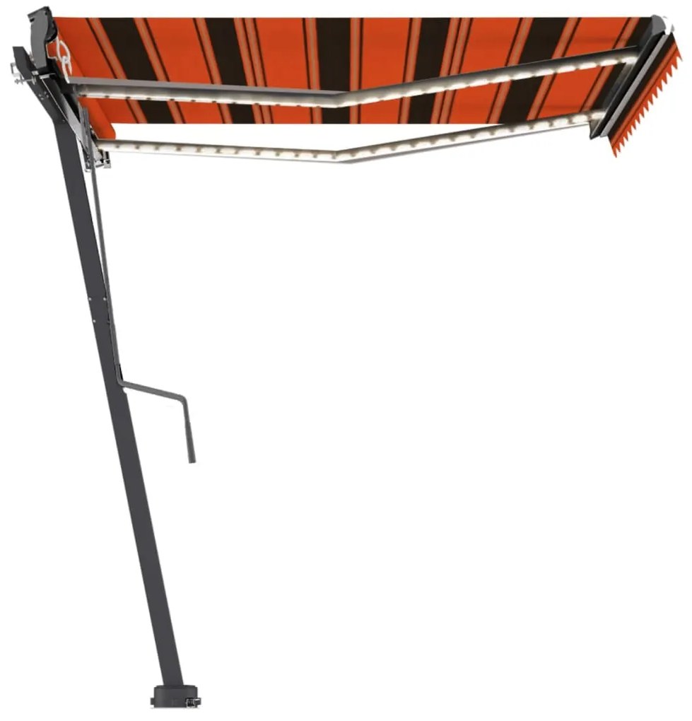 Toldo automático independente 300x250 cm laranja e castanho