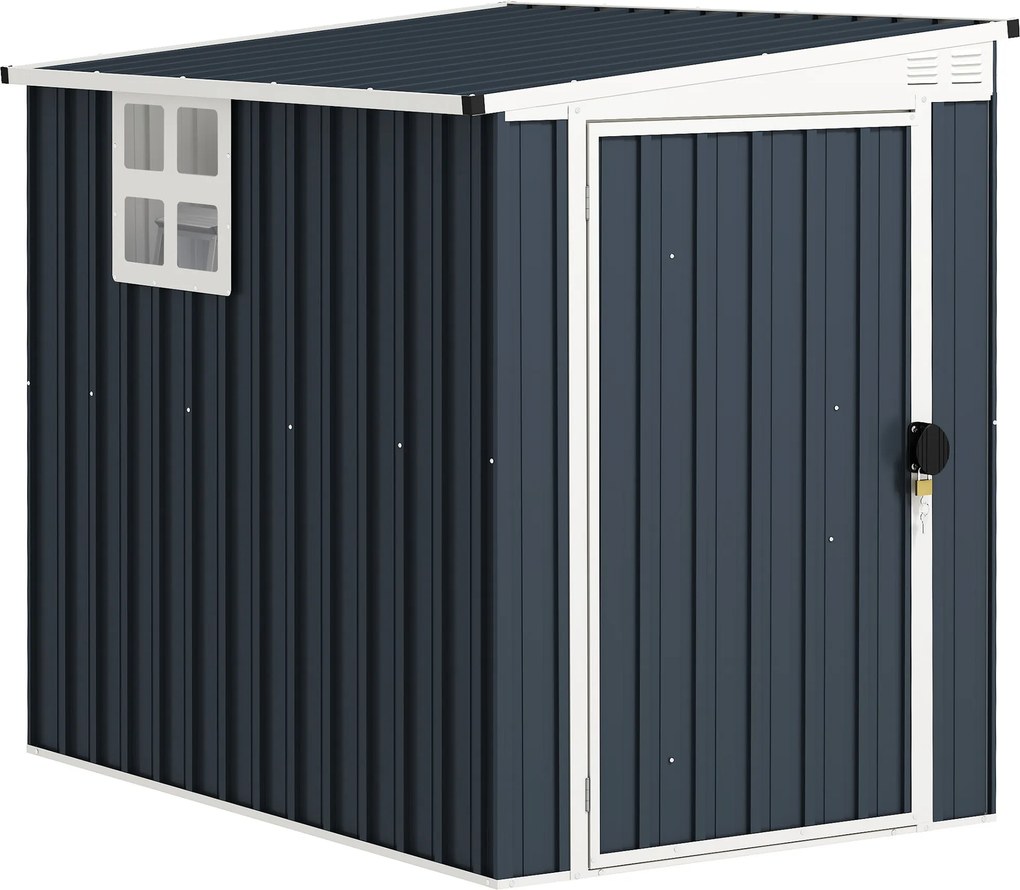 Outsunny Abrigo de armazenamento para jardim, abrigo de ferramentas para equipamentos de jardim, janela, aberturas de ventilação, trancável, aço, cinza escuro | Aosom Portugal