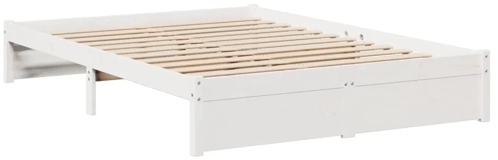 Cama com estante sem colchão 140x190 cm pinho maciço branco