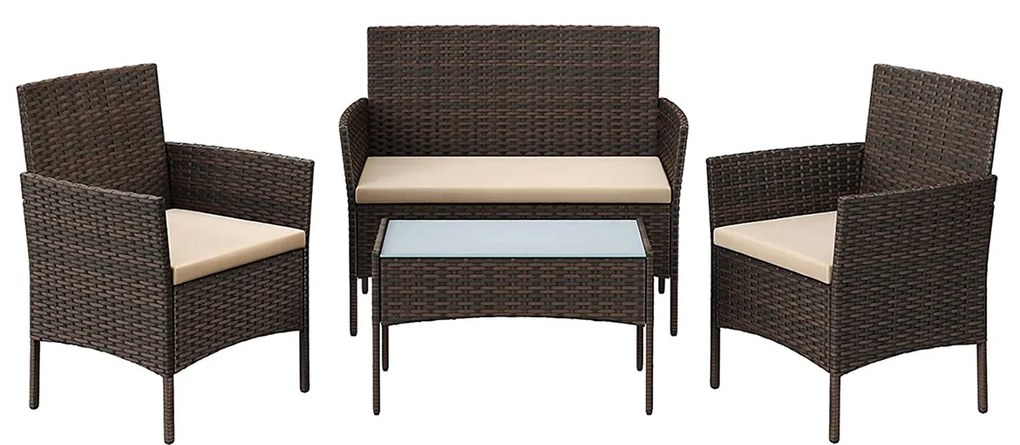 Conjunto de móveis de jardim de 4 peças Castanho-taupe