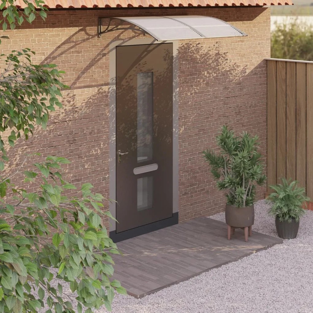 153570 vidaXL Toldo de porta cinzento 150x100 cm policarbonato