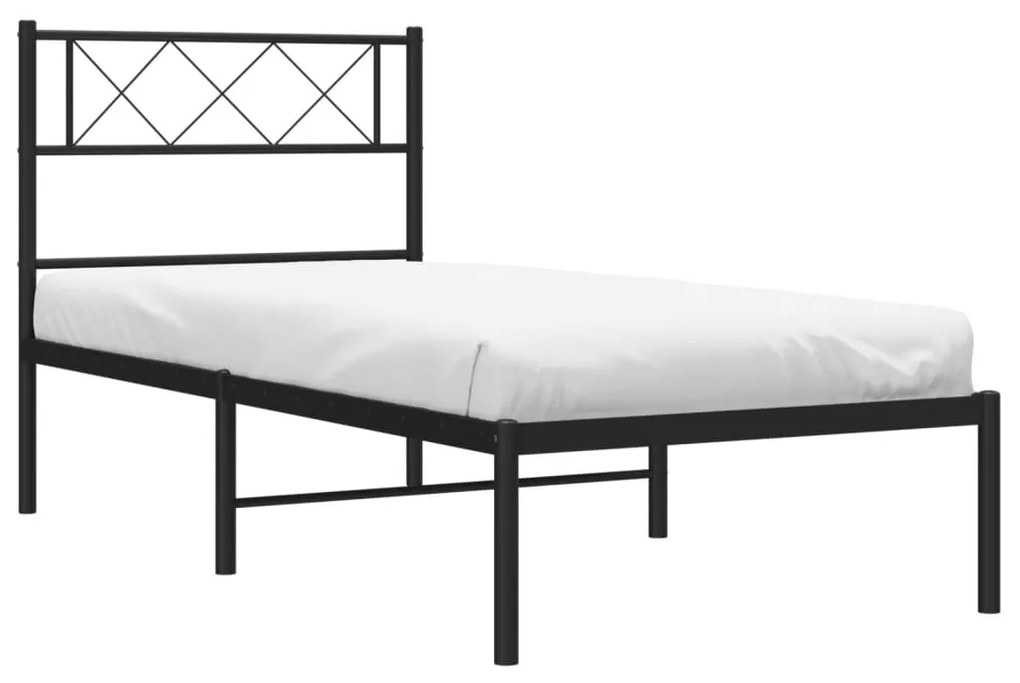 Estrutura de cama com cabeceira 100x190 cm metal preto